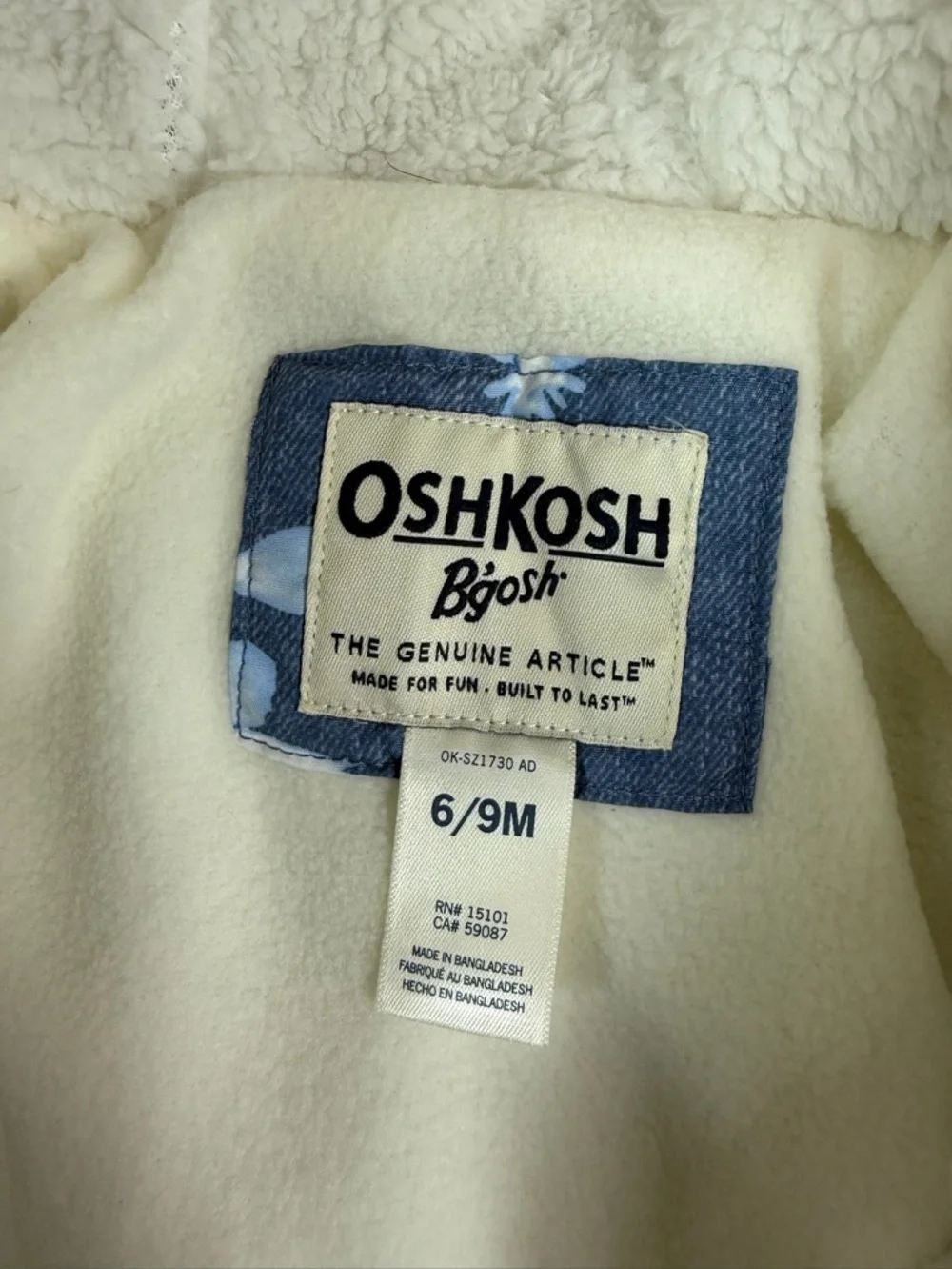 OSHKOSH Baby Girl Snowsuit‎ 6-9M Blue Floral Hooded Winter Puffer Cottagecore
